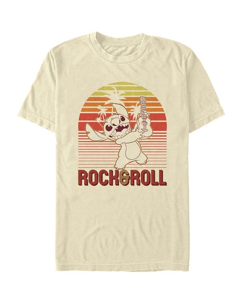 Men's Lilo Stitch Rock and Roll Stitch Short Sleeve T-shirt Ivory/Cream $18.54 T-Shirts