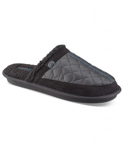 Men's Happy Camper Quilted Fleece-Lined Mule Slippers Black $21.00 Shoes