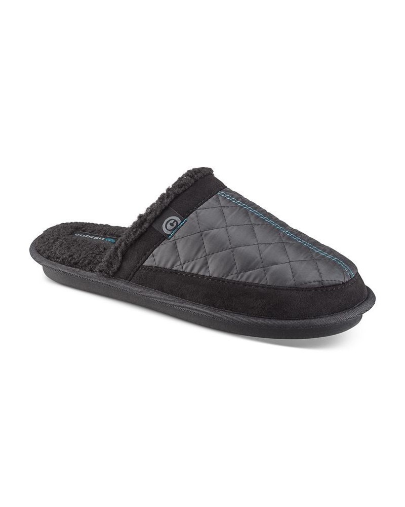 Men's Happy Camper Quilted Fleece-Lined Mule Slippers Black $21.00 Shoes