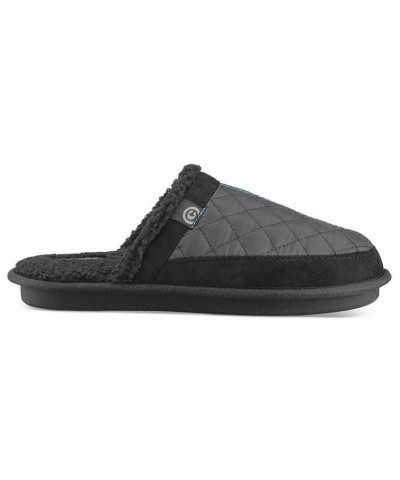 Men's Happy Camper Quilted Fleece-Lined Mule Slippers Black $21.00 Shoes