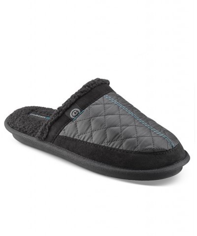 Men's Happy Camper Quilted Fleece-Lined Mule Slippers Black $21.00 Shoes