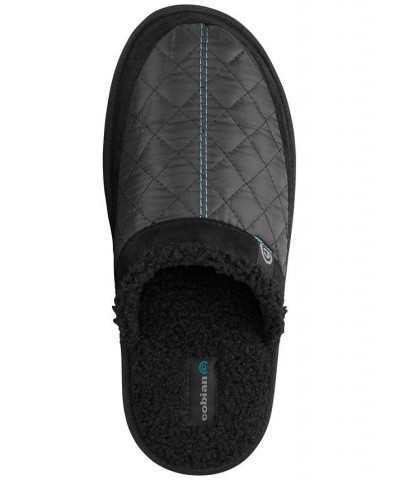 Men's Happy Camper Quilted Fleece-Lined Mule Slippers Black $21.00 Shoes