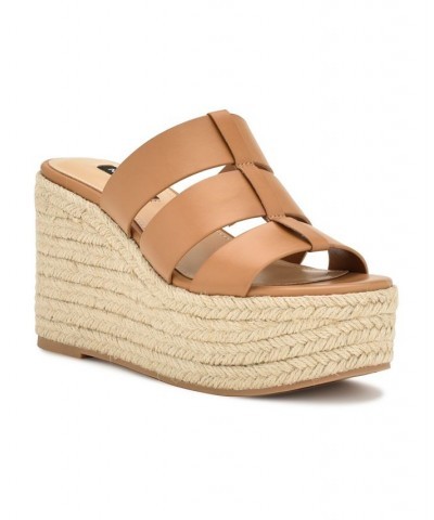 Women's Keran Round Toe Slip-on Wedge Sandals Tan/Beige $39.90 Shoes