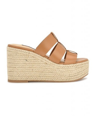 Women's Keran Round Toe Slip-on Wedge Sandals Tan/Beige $39.90 Shoes