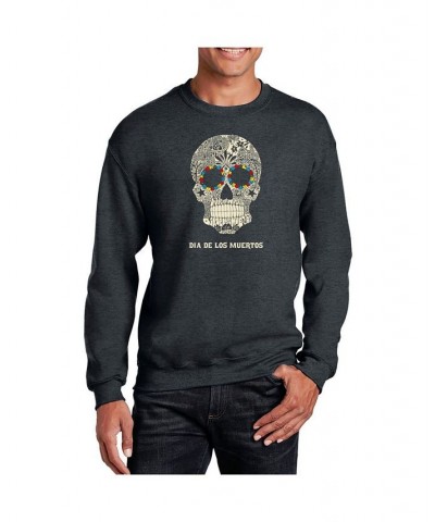 Men's Word Art Dia De Los Muertos Crewneck Sweatshirt Gray $27.99 Sweatshirt