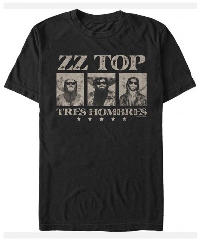 ZZ Top Men's Tres Hombres Most Wanted Portraits Short Sleeve T-Shirt Black $17.50 T-Shirts