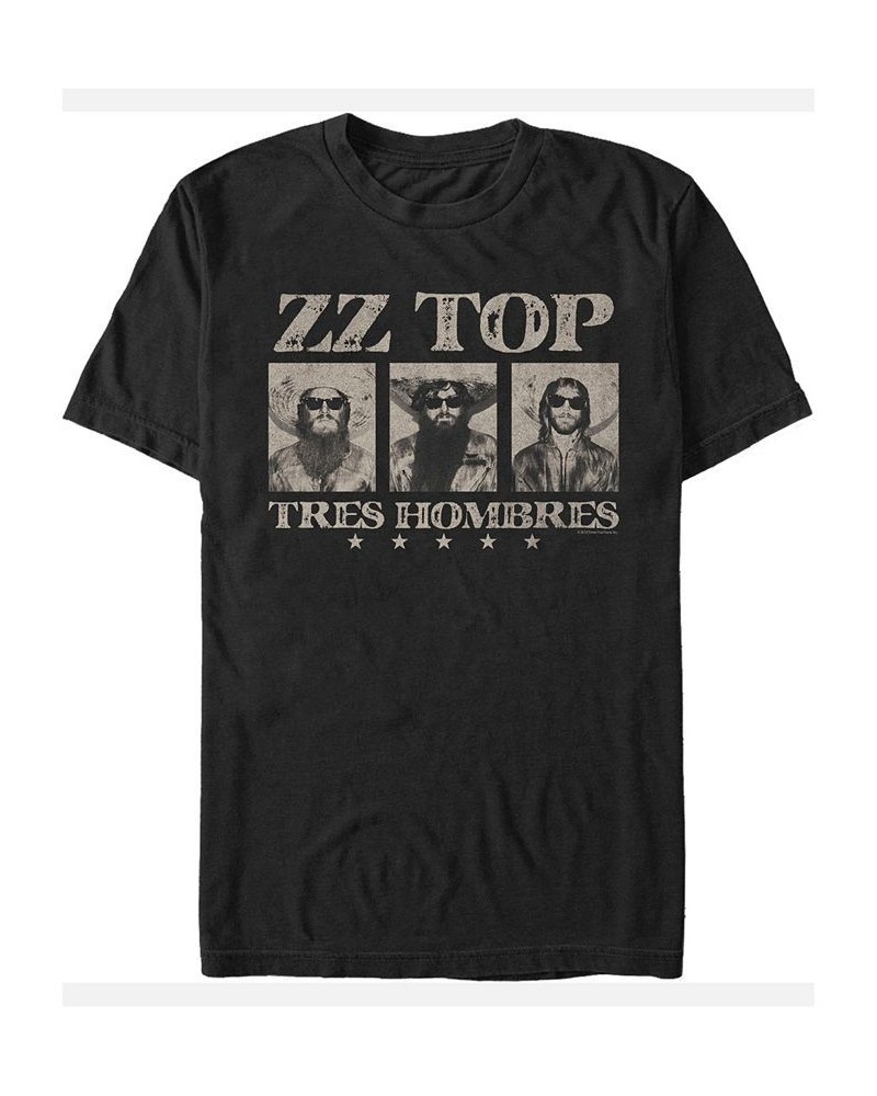 ZZ Top Men's Tres Hombres Most Wanted Portraits Short Sleeve T-Shirt Black $17.50 T-Shirts