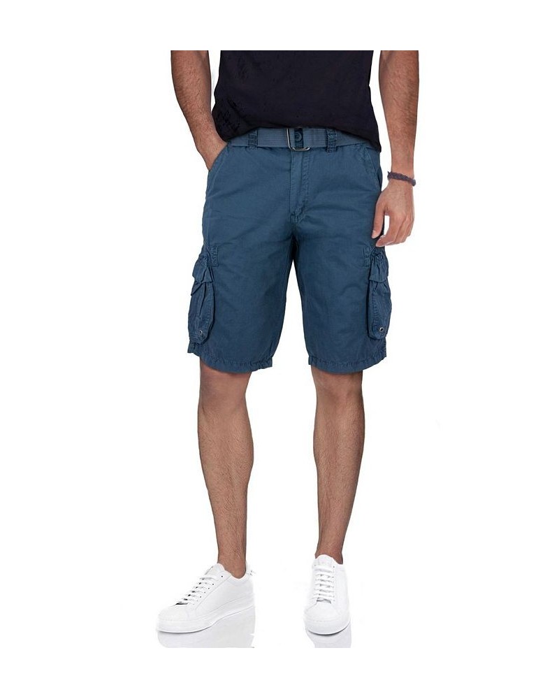 Men's Big and Tall Belted Double Pocket Cargo Shorts PD06 $27.90 Shorts