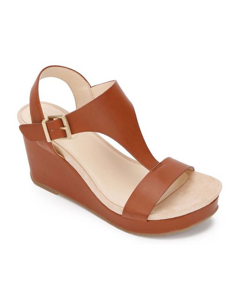 Women's Cami Wedge Sandals Brown $33.98 Shoes