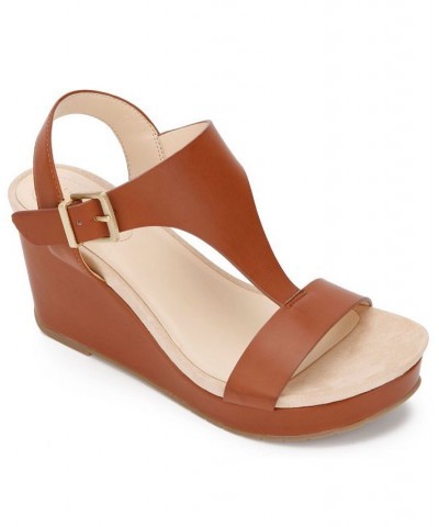 Women's Cami Wedge Sandals Brown $33.98 Shoes