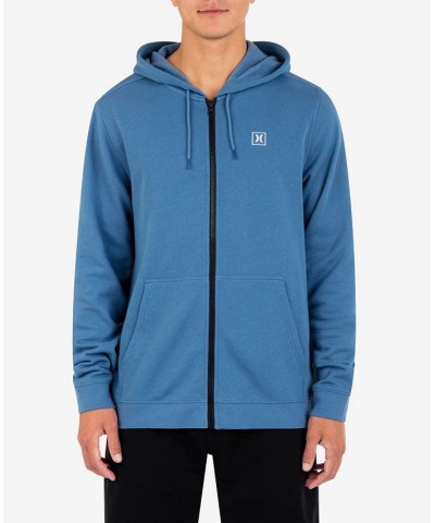 Men's Icon Chest Logo Full Zip Hooded Sweatshirt Medium Blue $34.45 Sweatshirt