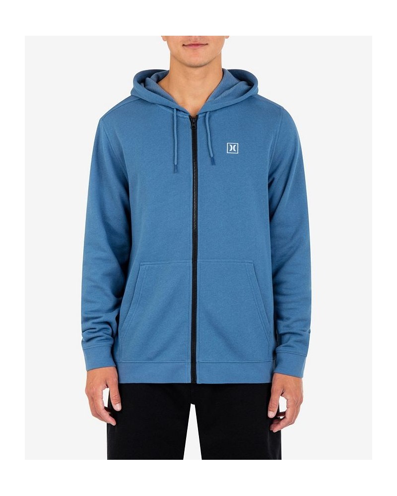 Men's Icon Chest Logo Full Zip Hooded Sweatshirt Medium Blue $34.45 Sweatshirt