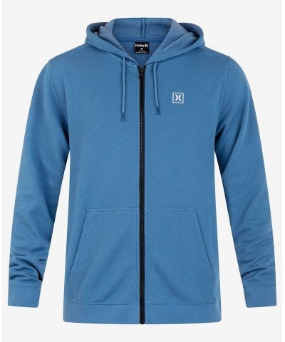 Men's Icon Chest Logo Full Zip Hooded Sweatshirt Medium Blue $34.45 Sweatshirt