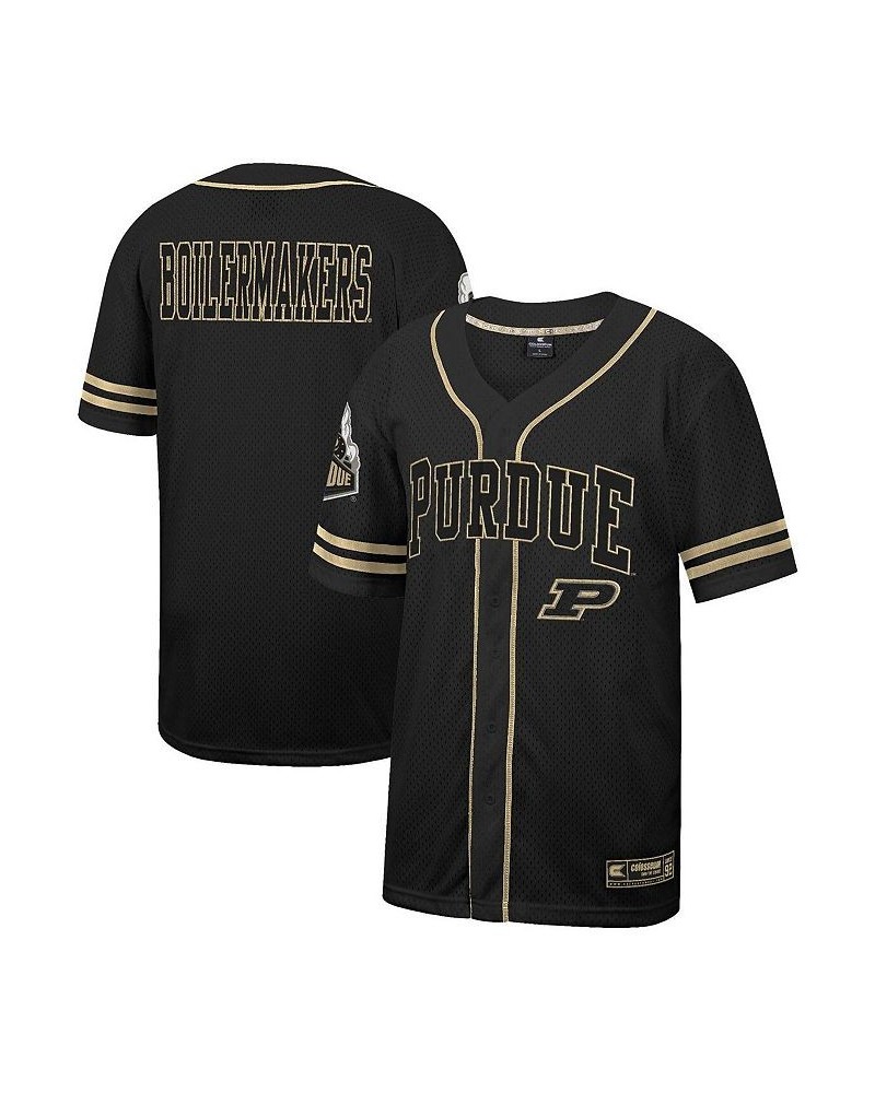 Men's Black Purdue Boilermakers Free Spirited Mesh Button-Up Baseball Jersey $36.00 Jersey