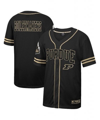 Men's Black Purdue Boilermakers Free Spirited Mesh Button-Up Baseball Jersey $36.00 Jersey