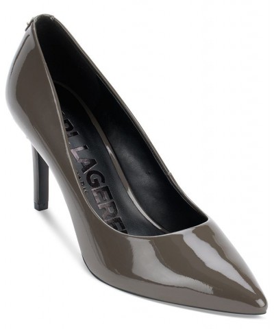 Women's Royale Pointed-Toe Patent Dress Pumps Silver $54.74 Shoes