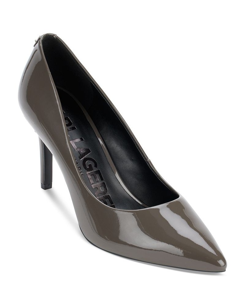 Women's Royale Pointed-Toe Patent Dress Pumps Silver $54.74 Shoes