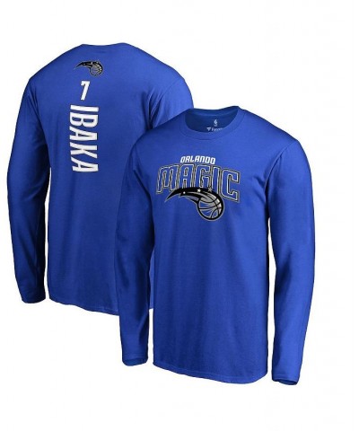 Men's Branded Serge Ibaka Blue Orlando Magic Backer 3 Name and Number Long Sleeve T-shirt $18.69 T-Shirts