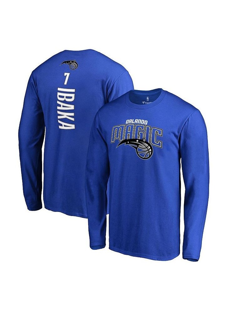 Men's Branded Serge Ibaka Blue Orlando Magic Backer 3 Name and Number Long Sleeve T-shirt $18.69 T-Shirts