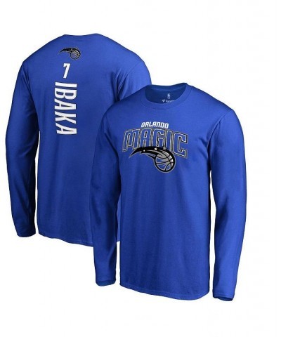 Men's Branded Serge Ibaka Blue Orlando Magic Backer 3 Name and Number Long Sleeve T-shirt $18.69 T-Shirts