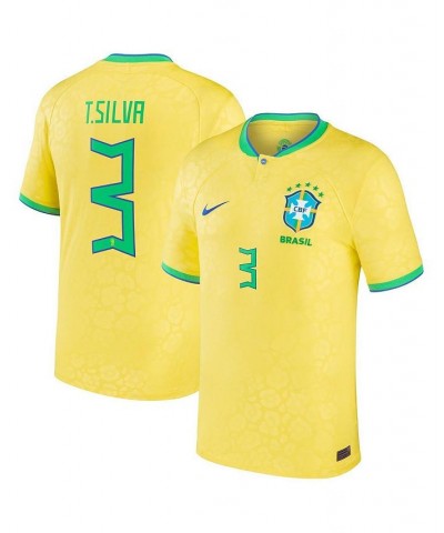 Men's Thiago Silva Yellow Brazil National Team 2022/23 Replica Home Jersey $56.00 Jersey