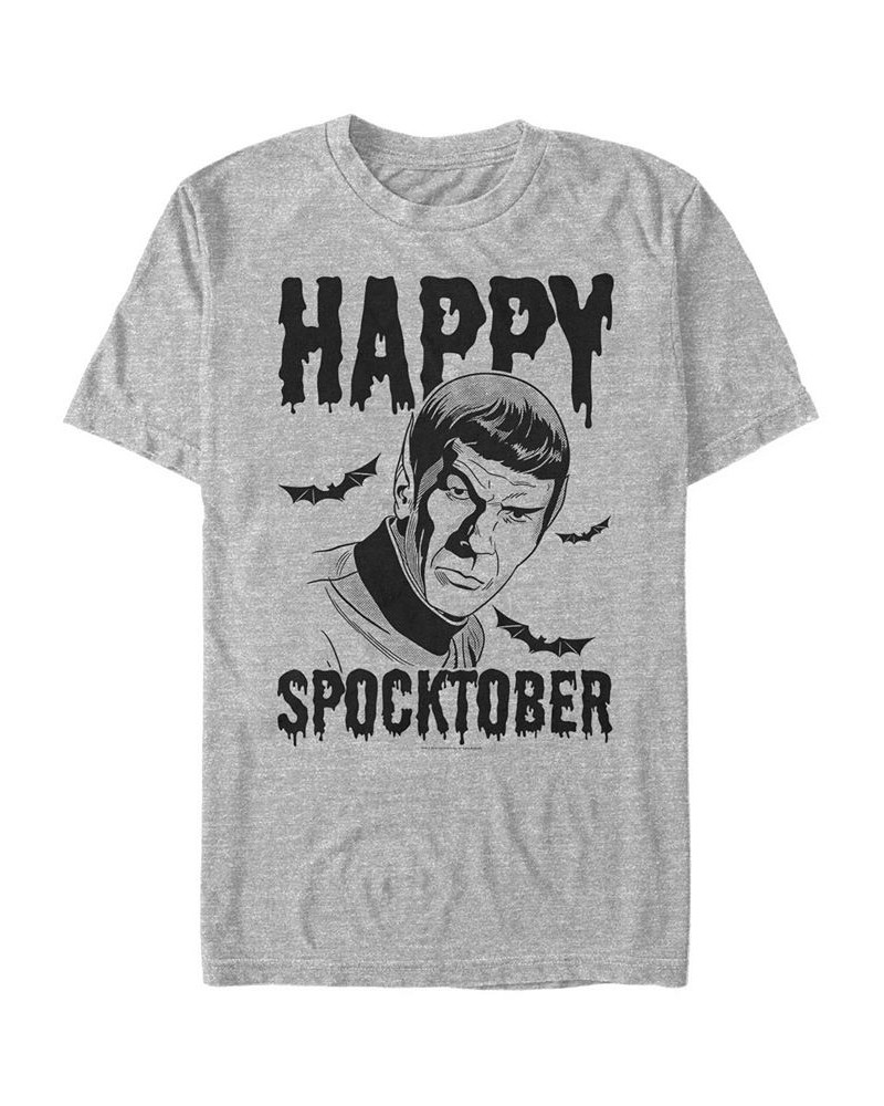 Star Trek Men's Spock Happy Spocktober Halloween Short Sleeve T-Shirt Gray $18.19 T-Shirts