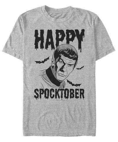 Star Trek Men's Spock Happy Spocktober Halloween Short Sleeve T-Shirt Gray $18.19 T-Shirts