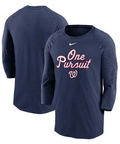 Men's Navy Washington Nationals Local Phrase Tri-Blend 3/4th Sleeve Raglan T-shirt $32.44 T-Shirts