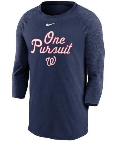 Men's Navy Washington Nationals Local Phrase Tri-Blend 3/4th Sleeve Raglan T-shirt $32.44 T-Shirts