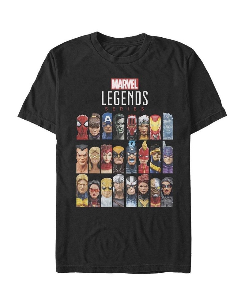 Men's Marvel Legends Headshots Short Sleeve Crew T-shirt Black $18.19 T-Shirts