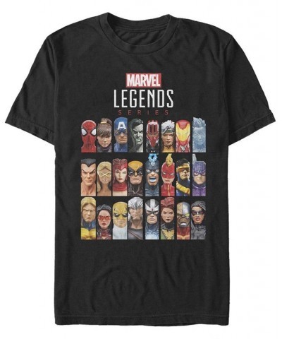 Men's Marvel Legends Headshots Short Sleeve Crew T-shirt Black $18.19 T-Shirts