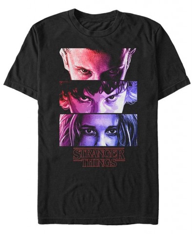 Men's Stranger Things Eleven Eyes Short Sleeve T-shirt Black $14.70 T-Shirts