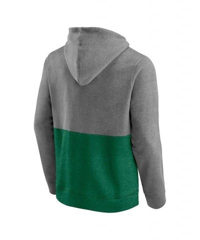 Men's Branded Heathered Gray and Kelly Green Minnesota North Stars Block Party Classic Arch Signature Pullover Hoodie $24.80 ...