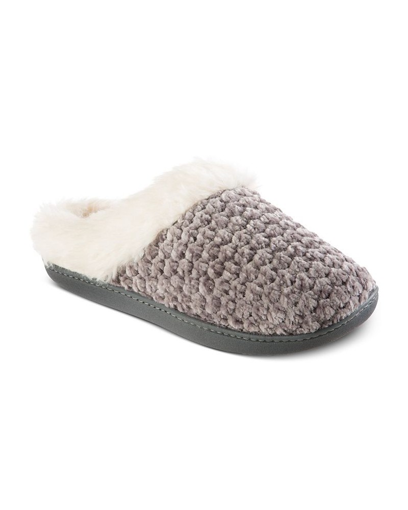 Women's Popcorn Chenille Hoodback Slippers Gray $11.44 Shoes