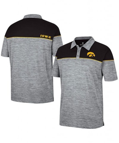 Men's Heathered Gray, Black Iowa Hawkeyes Birdie Polo Shirt $30.24 Polo Shirts