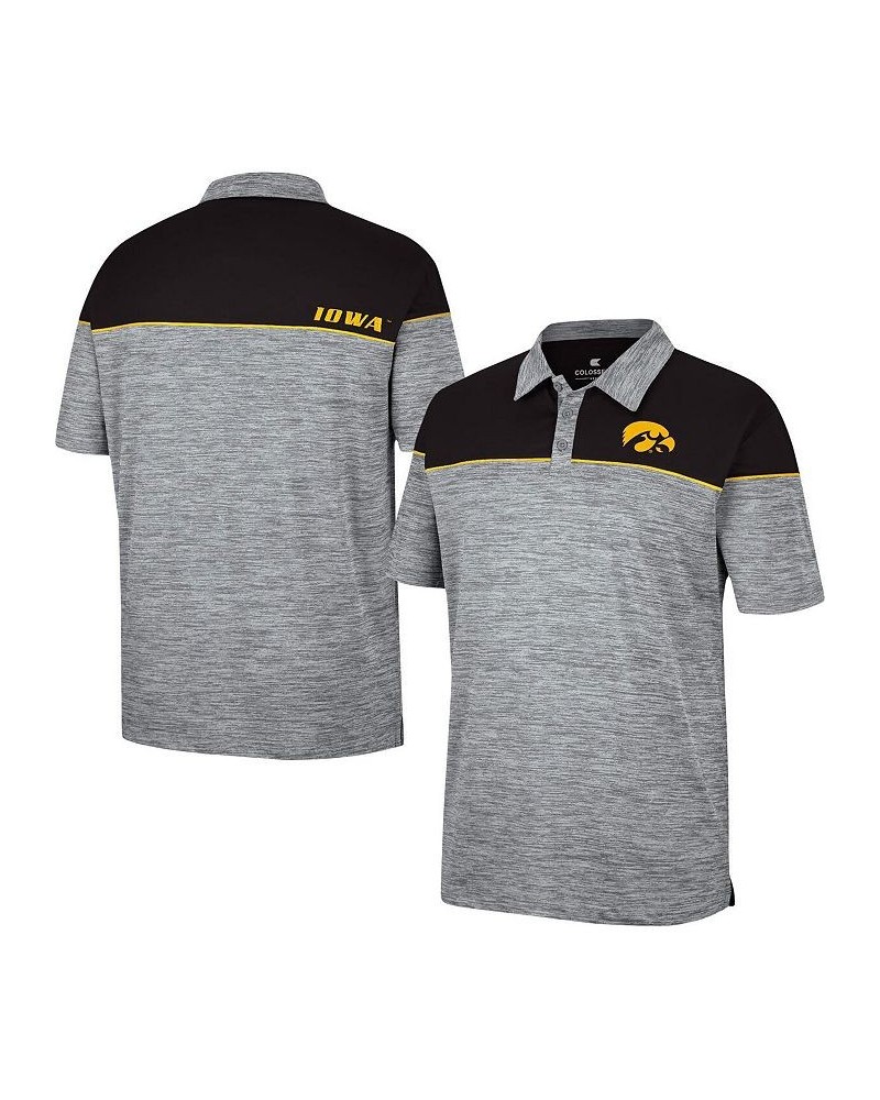 Men's Heathered Gray, Black Iowa Hawkeyes Birdie Polo Shirt $30.24 Polo Shirts