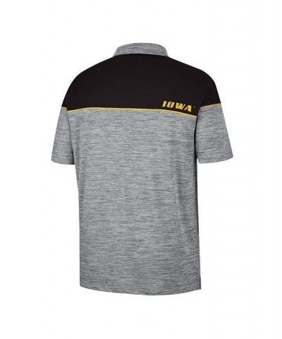 Men's Heathered Gray, Black Iowa Hawkeyes Birdie Polo Shirt $30.24 Polo Shirts