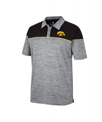 Men's Heathered Gray, Black Iowa Hawkeyes Birdie Polo Shirt $30.24 Polo Shirts