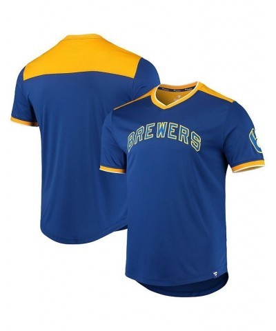 Men's Branded Royal and Gold Milwaukee Brewers True Classics Walk-Off V-Neck T-shirt $27.60 T-Shirts