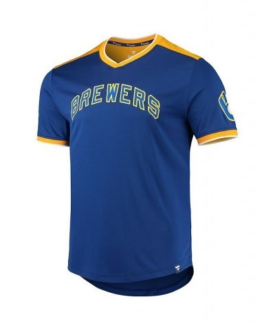 Men's Branded Royal and Gold Milwaukee Brewers True Classics Walk-Off V-Neck T-shirt $27.60 T-Shirts