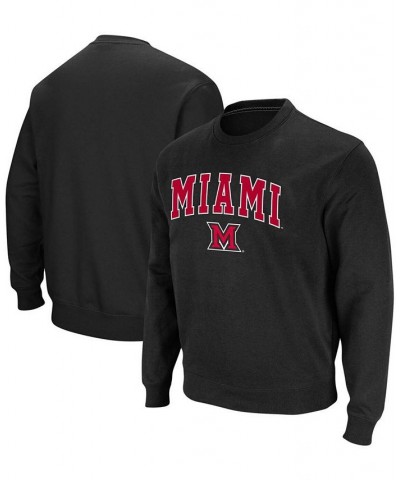 Men's Big and Tall Black Miami University RedHawks Arch Logo Tackle Twill Pullover Sweatshirt $28.80 Sweatshirt