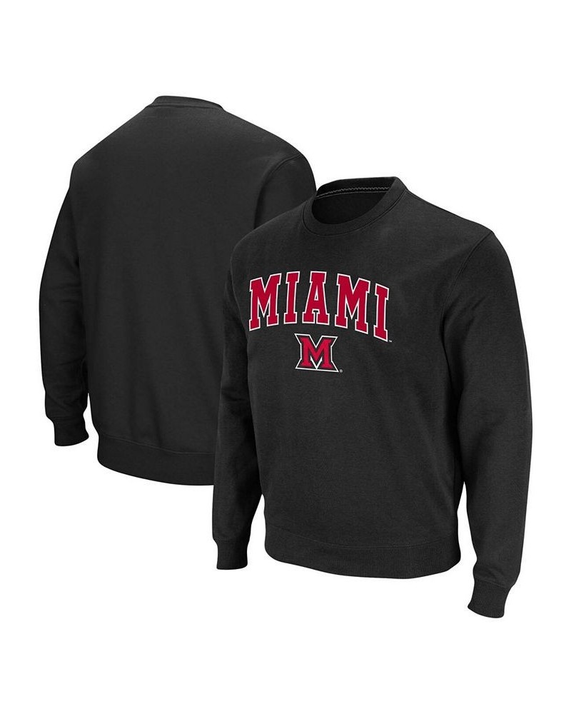 Men's Big and Tall Black Miami University RedHawks Arch Logo Tackle Twill Pullover Sweatshirt $28.80 Sweatshirt