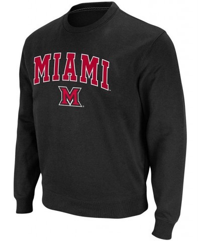 Men's Big and Tall Black Miami University RedHawks Arch Logo Tackle Twill Pullover Sweatshirt $28.80 Sweatshirt