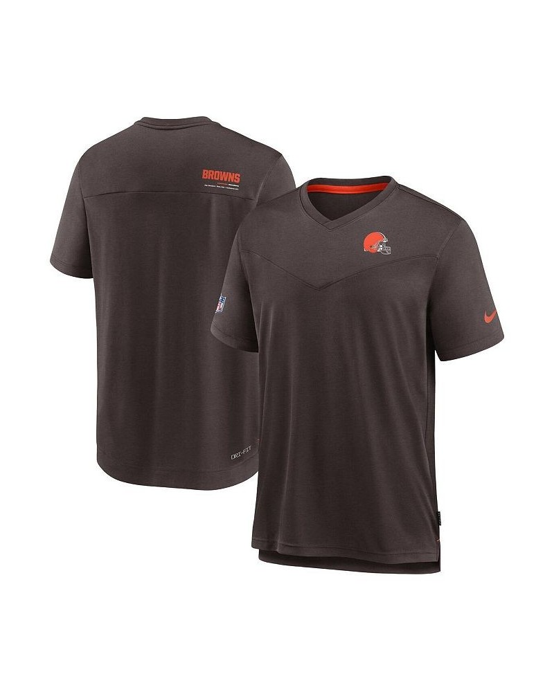 Men's Brown Cleveland Browns 2022 Sideline Coach Chevron Lock Up Performance V-Neck T-shirt $31.85 T-Shirts