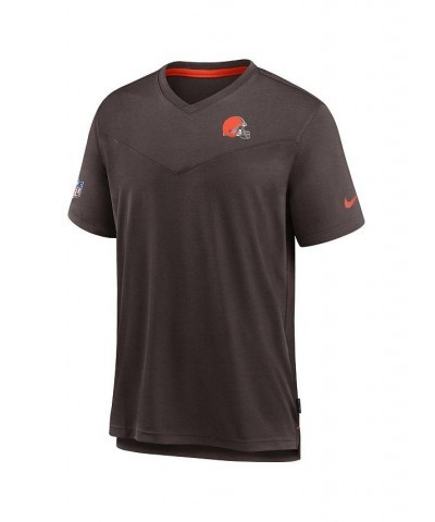 Men's Brown Cleveland Browns 2022 Sideline Coach Chevron Lock Up Performance V-Neck T-shirt $31.85 T-Shirts