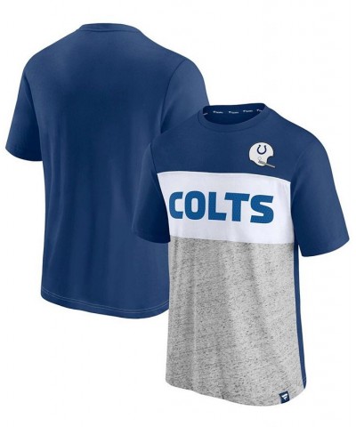 Men's Royal, Heathered Gray Indianapolis Colts Throwback Colorblock T-shirt $21.59 T-Shirts