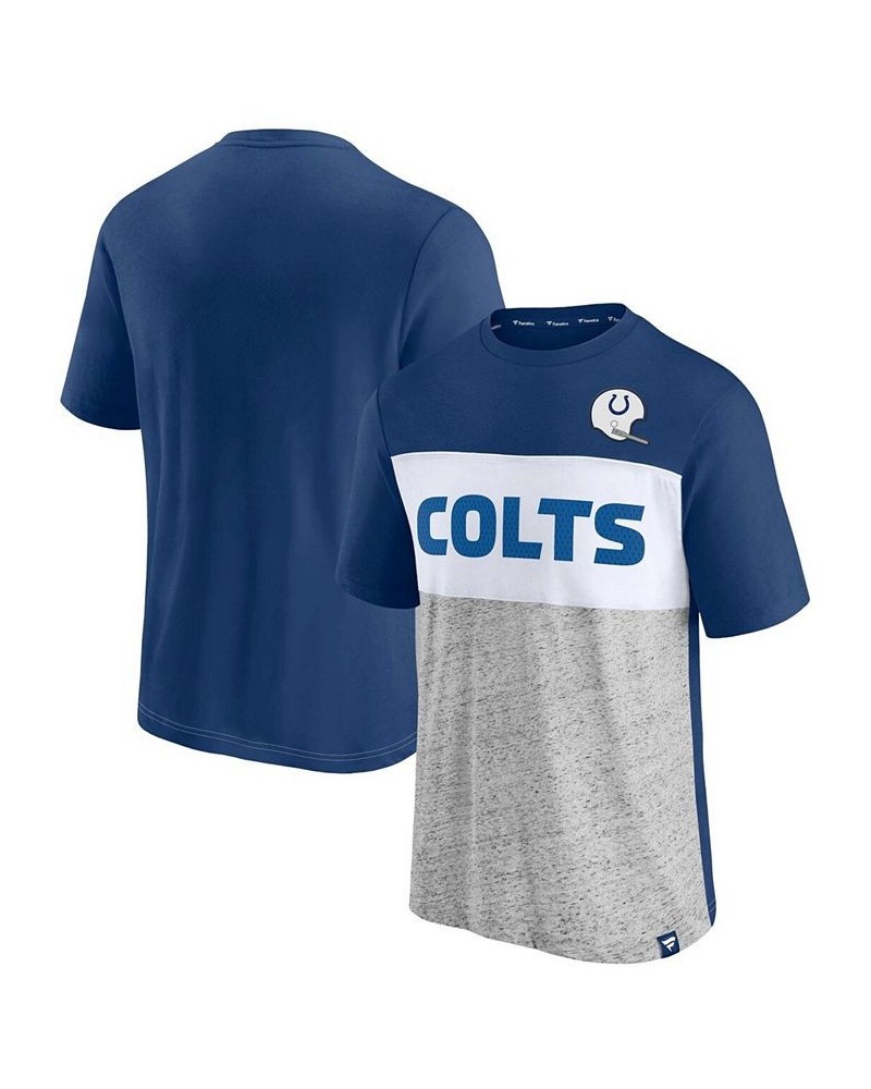 Men's Royal, Heathered Gray Indianapolis Colts Throwback Colorblock T-shirt $21.59 T-Shirts