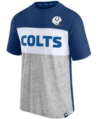 Men's Royal, Heathered Gray Indianapolis Colts Throwback Colorblock T-shirt $21.59 T-Shirts