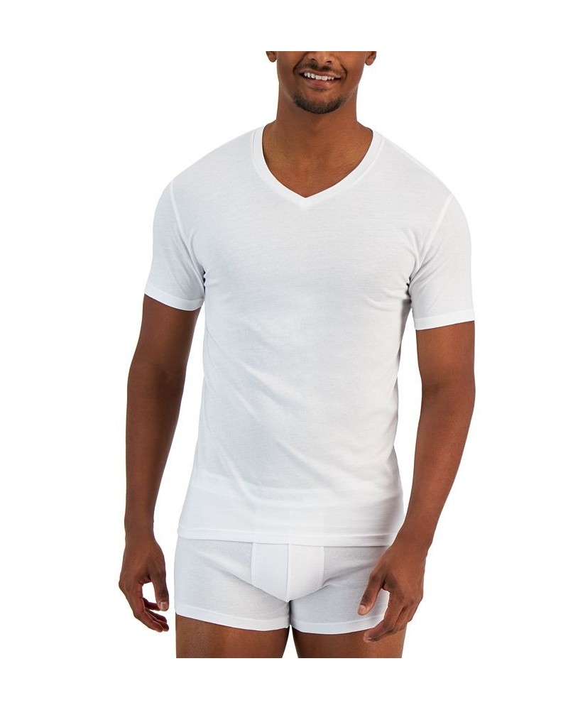 Men's 4-Pk. Slim-Fit Solid V-Neck Cotton T-Shirts White $24.50 Undershirt