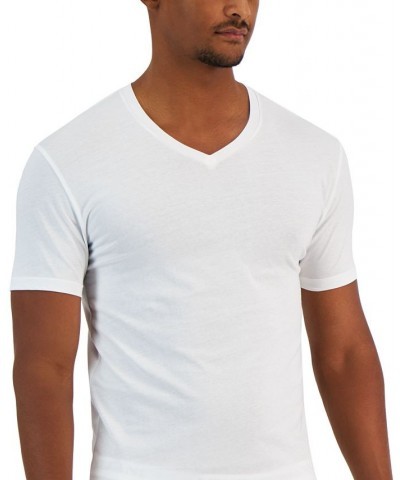 Men's 4-Pk. Slim-Fit Solid V-Neck Cotton T-Shirts White $24.50 Undershirt